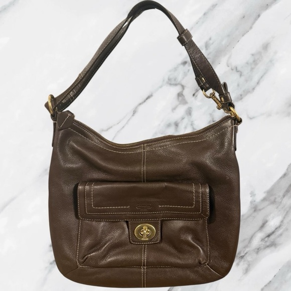 Coach Handbags - COACH Penelope Brown Leather Turnlock Shoulder Bag Hand Bag Y2K